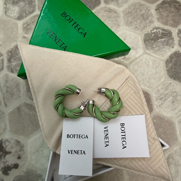 Bottega Veneta Jewelry - Bottega Veneta Pistachio Twisted Hoop Earrings